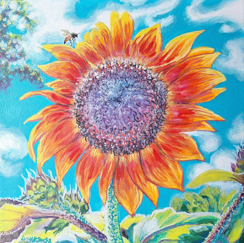 Bright and Cheerful, Sunflower original by Lucy De Sousa