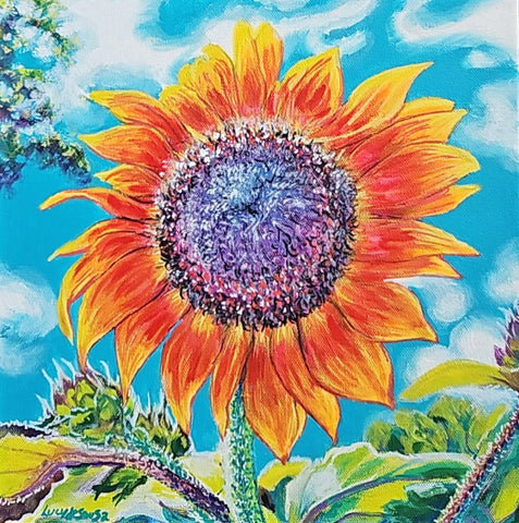 Bright and Cheerful, Sunflower original by Lucy De Sousa