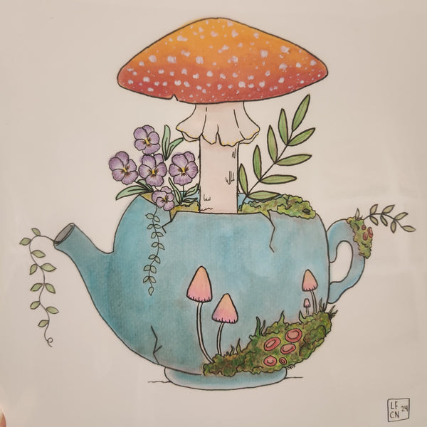 Teapot Mushroom- original by Courtney Nicolas