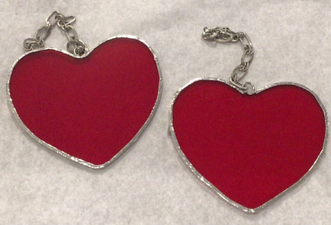 Stained Glass Red Hearts with Silver edges by Howard Sandles