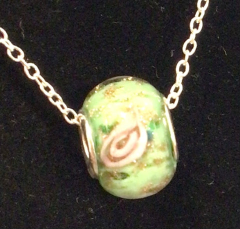 Necklace Lampwork Glass on Silver Plated Chain by Rebecca Coutlee