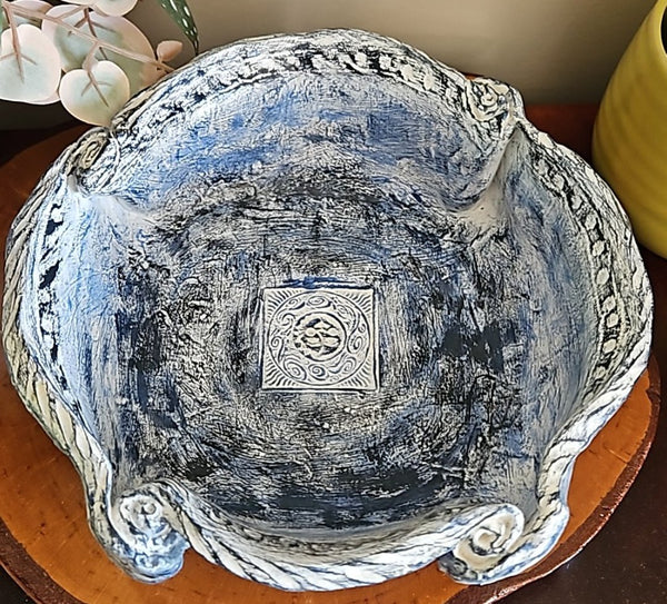 Denim textured Clay Bowl Original by Lucy De Sousa