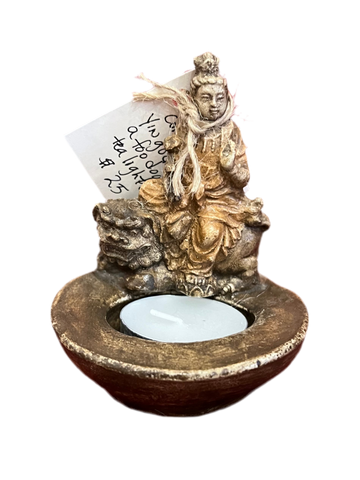 Hand Cast Concrete Guan Yin Goddess Mini Tea Light Candle Holder
