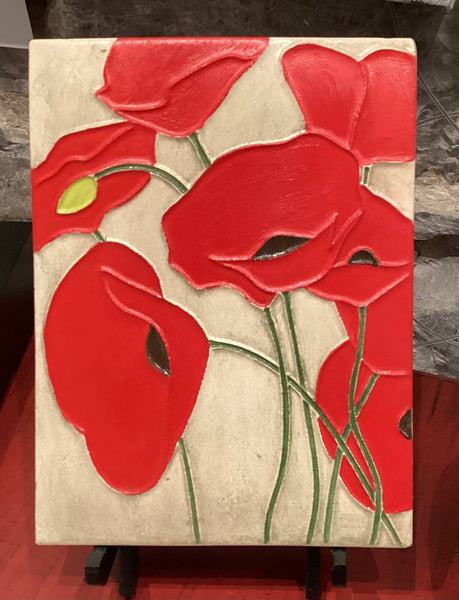 Raised Relief Poppies Tile Collection