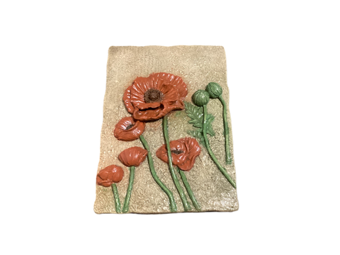 Poppies In The Wind Wall Tile