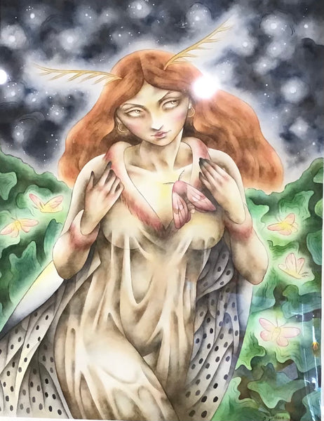 Moth Empress - original watercolour by Suzie Komza