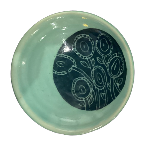 Dish funky teal flower by Yolande