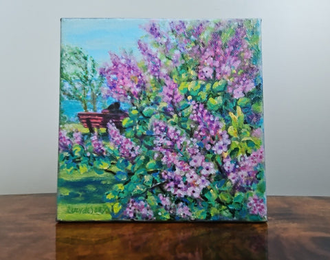 Lilacs in Fairfield Park original painting by Lucy De Sousa