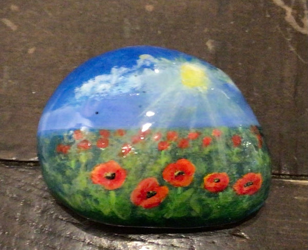 Painted Rock - poppies RCK185