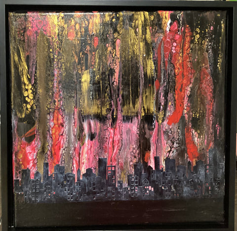 City lights - original painting by Leslie Welfare
