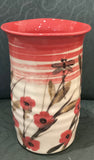 Red Poppy Windmill of Provence Square Vase