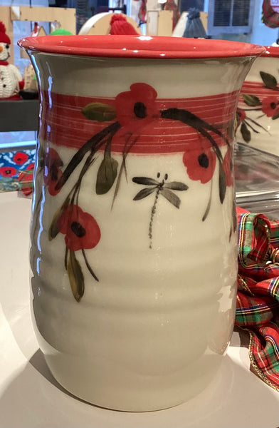 Large Red Poppy Windmill of Provence Vase/ Utensil holder