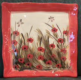 Red Poppy Windmill of Provence- Square Plate