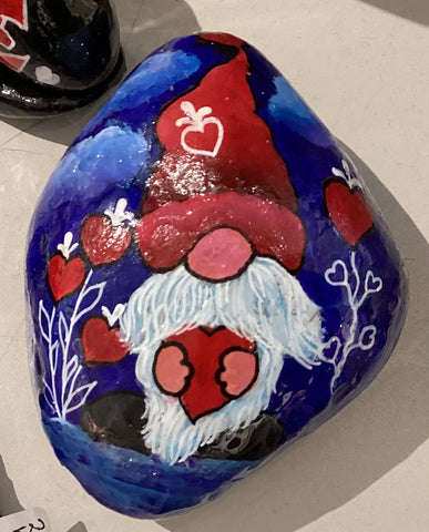 Painted Rock - Valentine Gnome