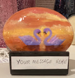 Painted Rock - Love swans at sunset