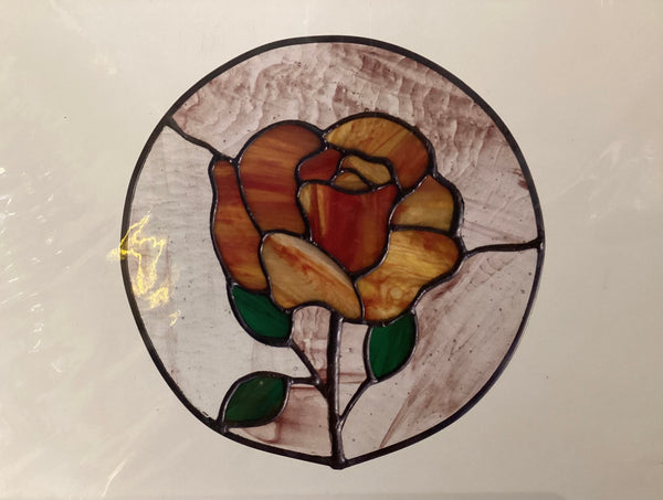 Stained Glass - Orange Rose Flower (print)