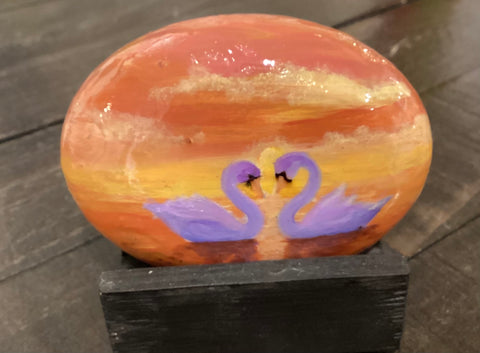 Painted Rock - Love swans