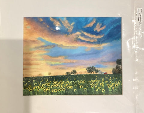 Sunflowers at Sunset. Giclee print by Elaine Burke