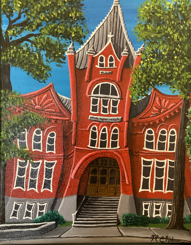 Goodes Hall, Queen’s University, 143 Union St, Kingston Ont.- original artwork by Ravenhilarious