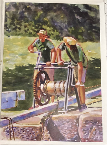 Rideau Canal Winching a Lock - card by David Gilmore - 643
