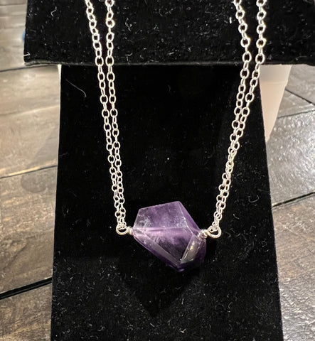 Amethyst Nugget on Double Chain
