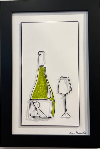 Some Wine While We Wait?- Original Whimsical Wire Art by Donna Harradine