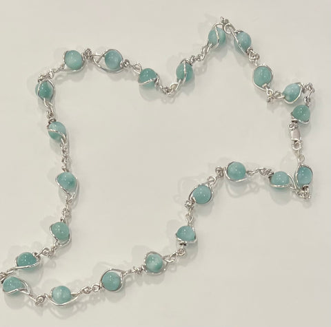 Silver and Angelite Beaded Necklace