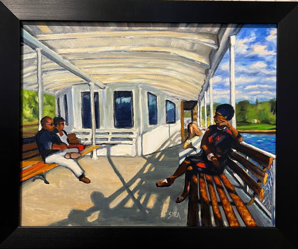 Relaxing on the River Cruise - original art by Pat Shea