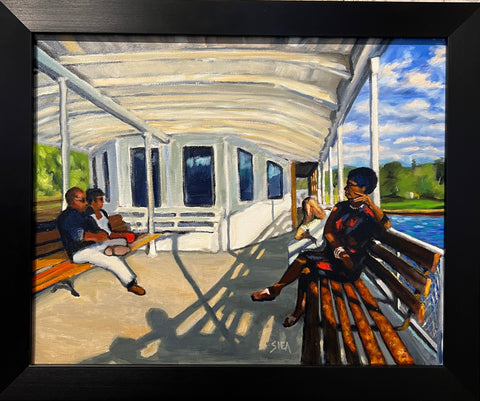 Relaxing on the River Cruise - original art by Pat Shea