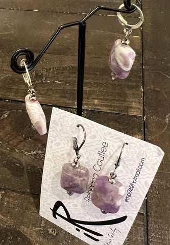 Amethyst Stone Earrings by Rebecca Coutlee