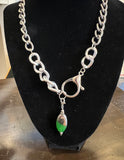 Chunky Chain Necklace with Glass Dipped Pendant by Rebecca Coutlee