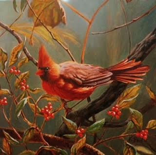 Cardinal and Berries by Kristi Bird
