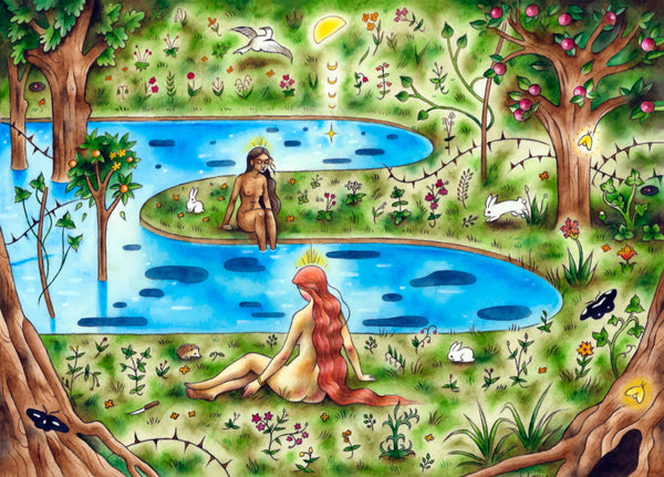 Rusalki Bathing - original watercolour by Suzie Komza