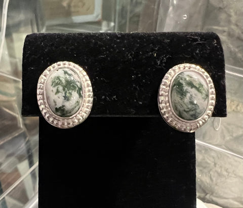 Tree Agate Post Earrings