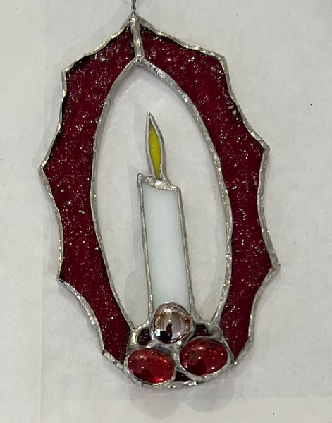 Stained Glass Candle in Frame by Howard Sandles
