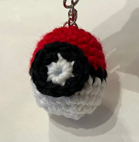 Crochet Pokeball keychain