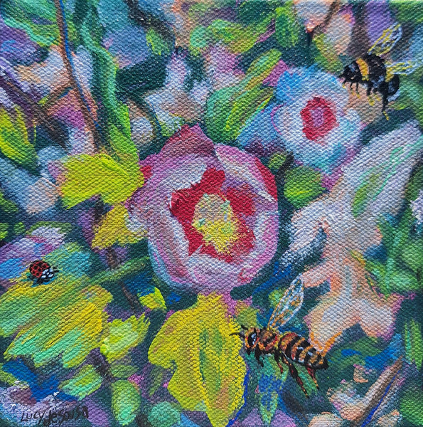 Rose of Sharon original painting by Lucy De Sousa