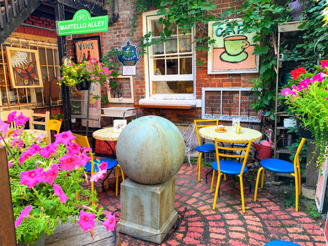 Fountain in Martello Alley Courtyard postcard by David Dossett