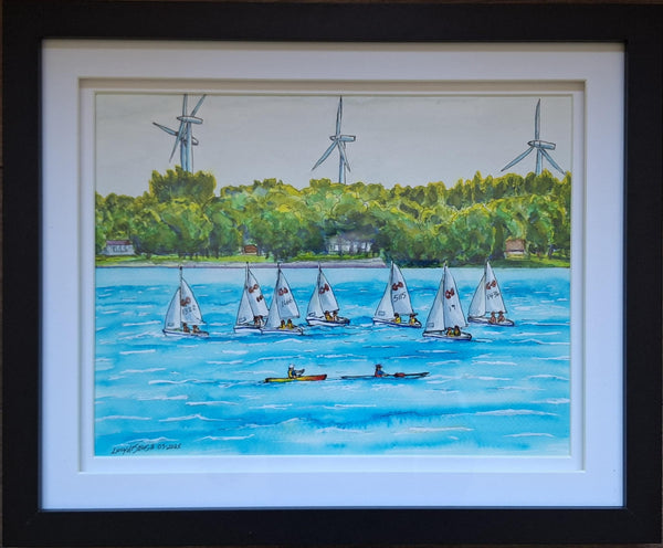 Sailing, Wolfe Island, original painting by Lucy De Sousa