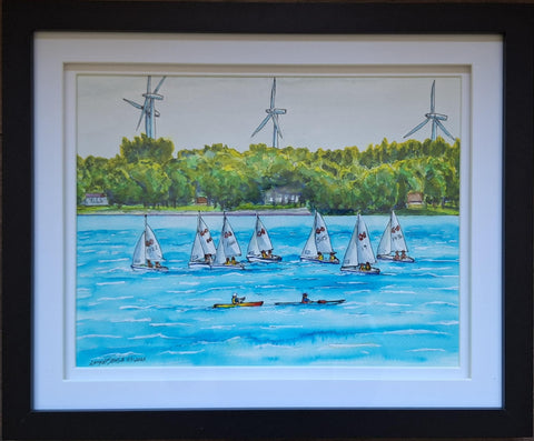 Sailing, Wolfe Island, original painting by Lucy De Sousa