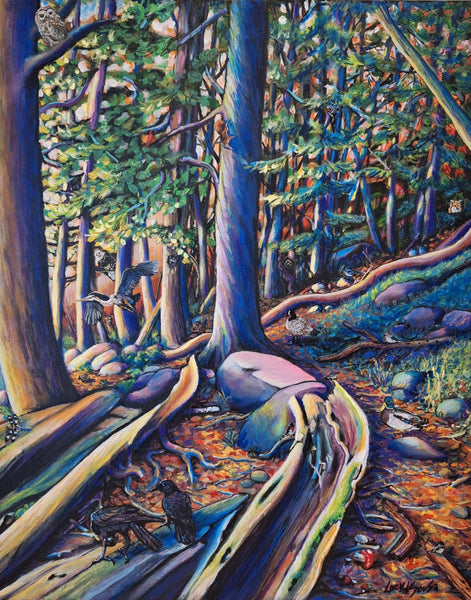 Hide and Seek, Gould Lake Trail Sydenham- original painting by Lucy De Sousa