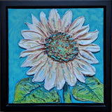 White Sunflower: Series 3 original mixed media painting by Lucy De Sousa