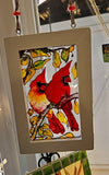 Cardinals, glass art by Lucy De Sousa