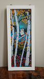 Owl & Birch Trees Suncatcher original by Lucy De Sousa
