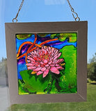 Framed suncatchers or round, in various sizes, original glass art by Lucy De Sousa