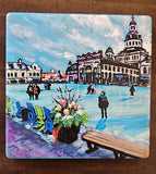 Tile Coasters, original art by Lucy De Sousa