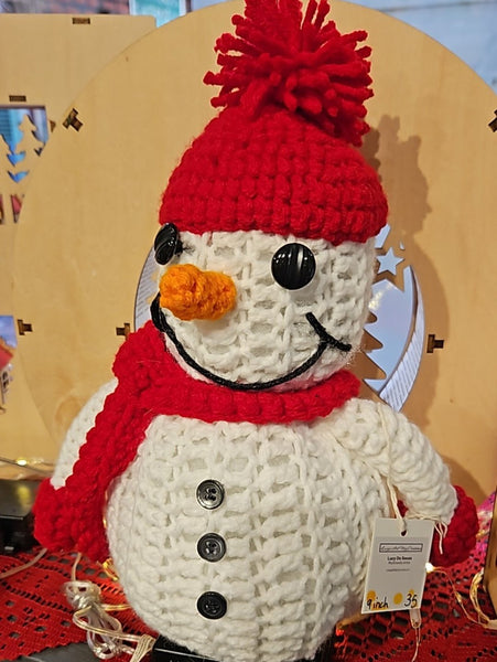 Snowman crocheted. Christmas Decor original by Lucy De Sousa