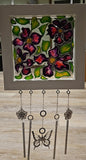 Purple Clematis Wind Chime Suncatcher, original art by Lucy De Sousa