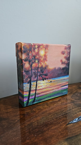 Sunset Golden Hour, Original painting by Lucy De Sousa
