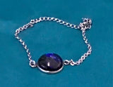 Sterling Silver Bracelet with Dichroic Glass - by Leslie Welfare